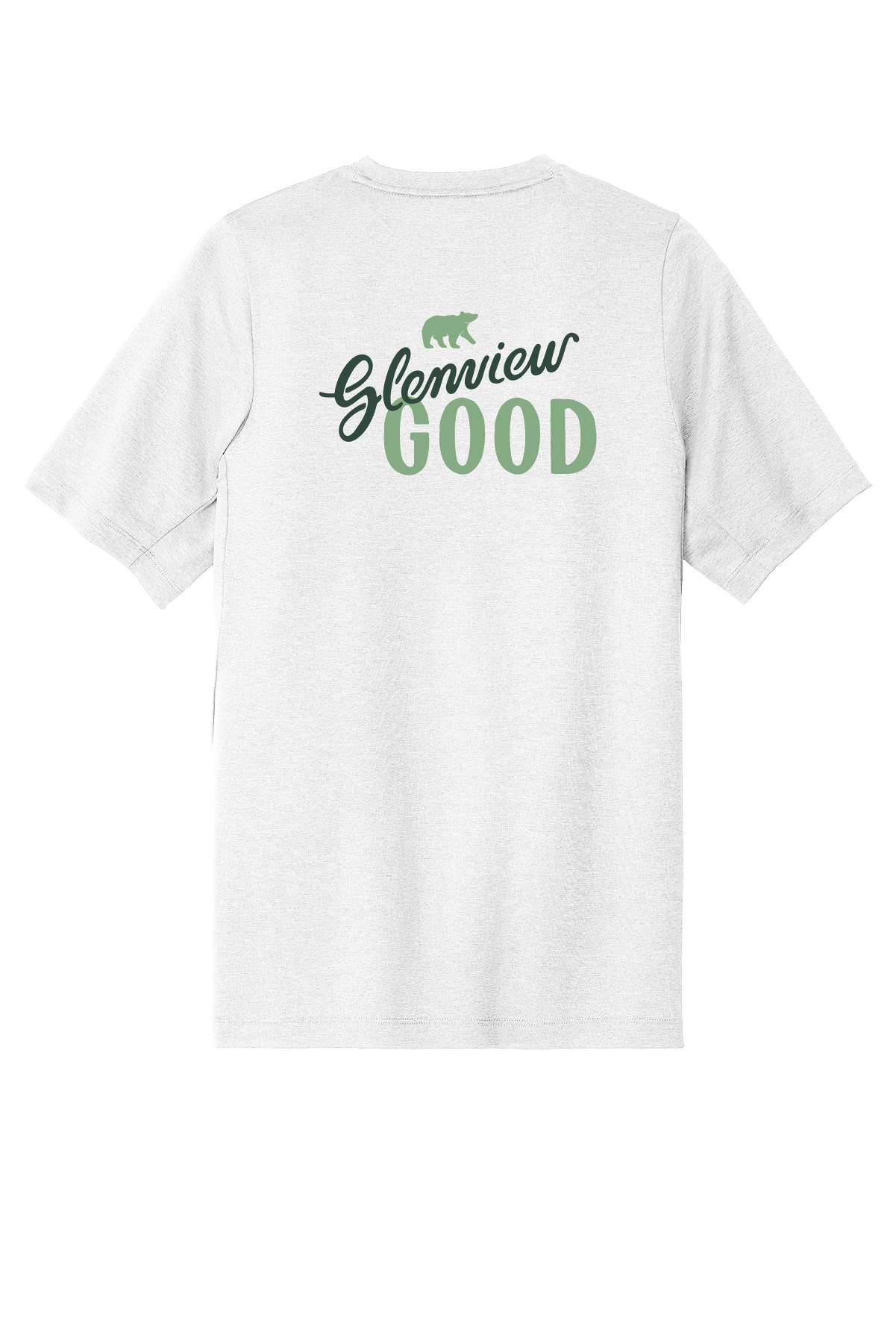 New Era Performance Crew-White t-shirt-Green Imprint- NEA200