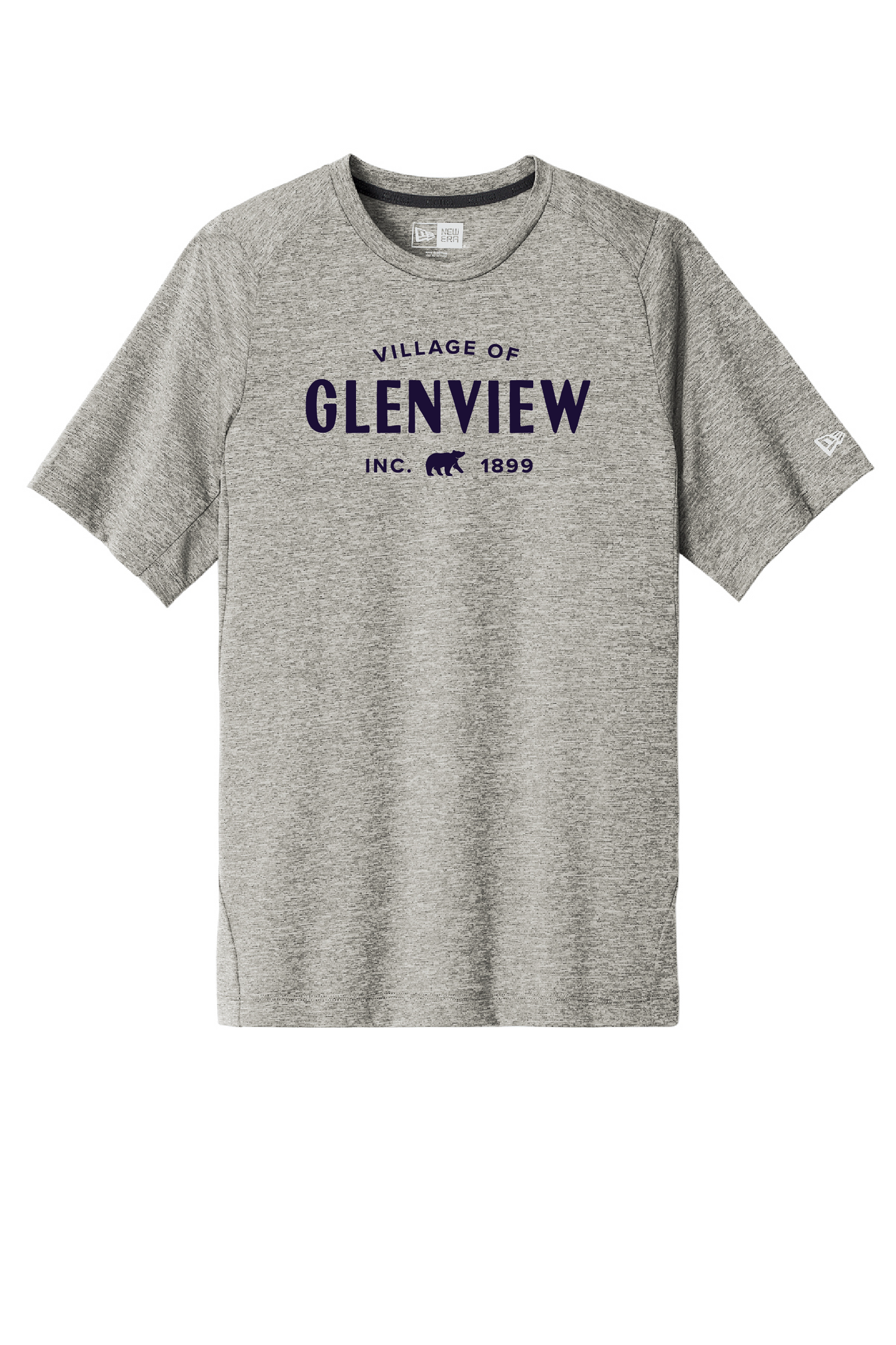 New Era Performance Crew-Rainstorm Grey Heather t-shirt-Purple Imprint- NEA200