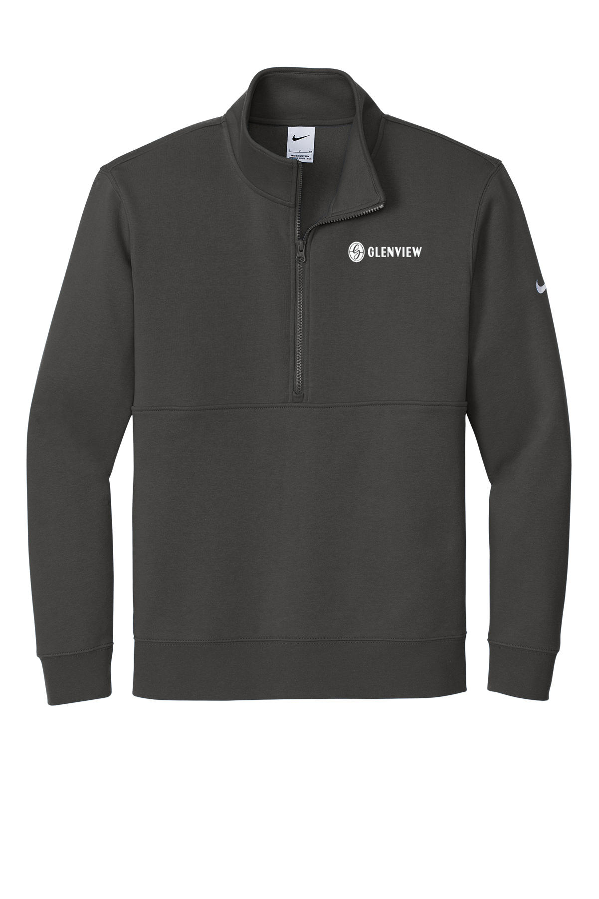 Nike Club Fleece Sleeve Swoosh 1/2-Zip-Anthracite-NKDX6718