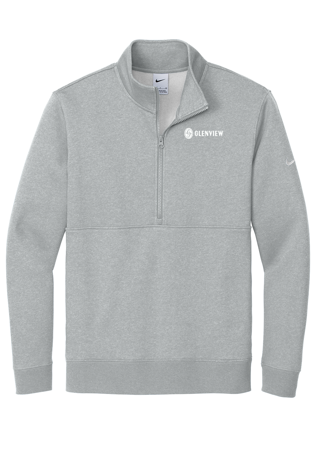 Nike Club Fleece Sleeve Swoosh 1/2-Zip-Dark Grey Heather-NKDX6718