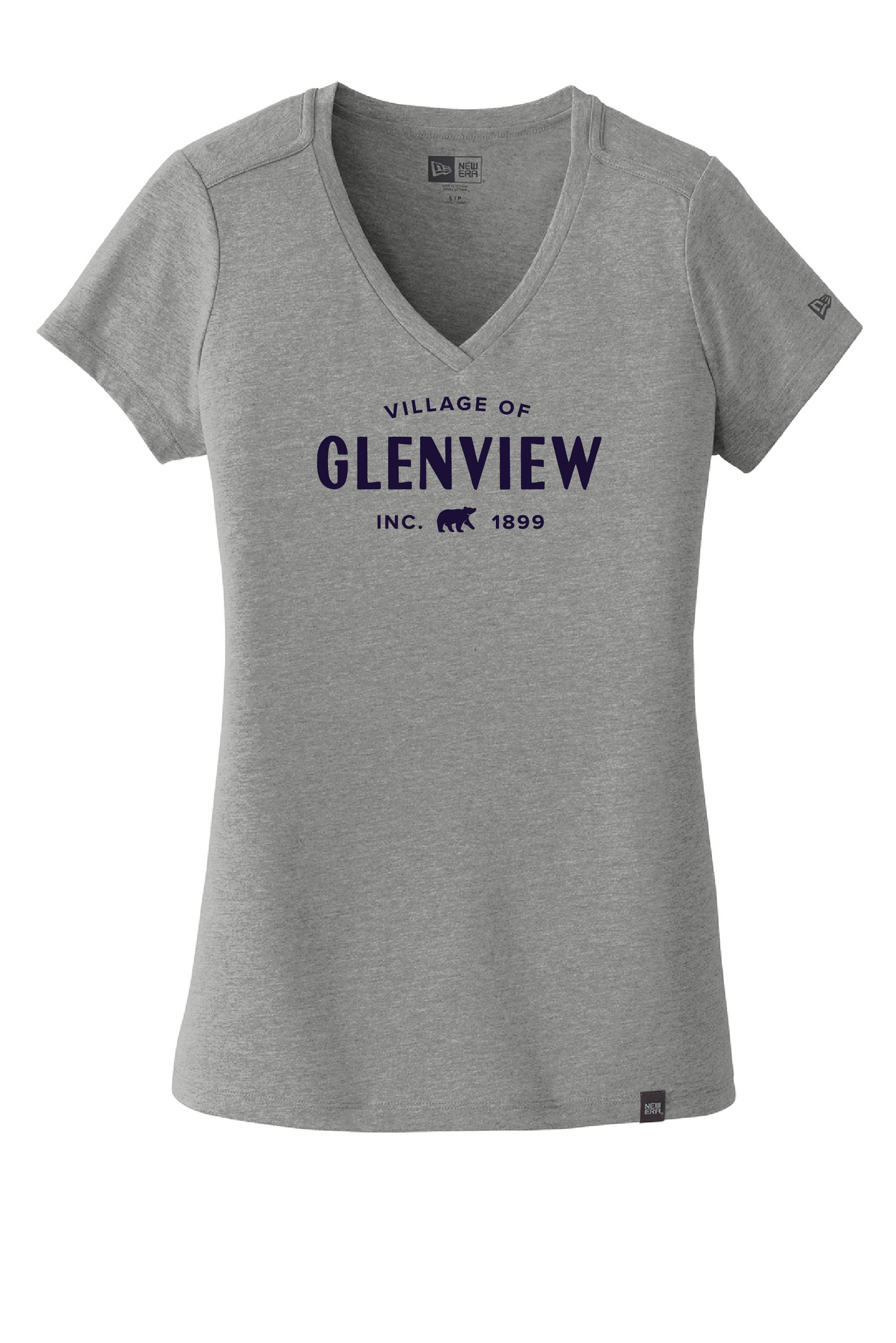 New Era Women's Heritage Blend V-Neck-Shadow Grey Heather t-shirt-Purple Imprint-LNEA101