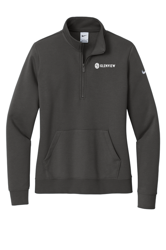 Nike Women's Club Fleece Sleeve Swoosh 1/2-Zip-Anthracite-NKDX6720
