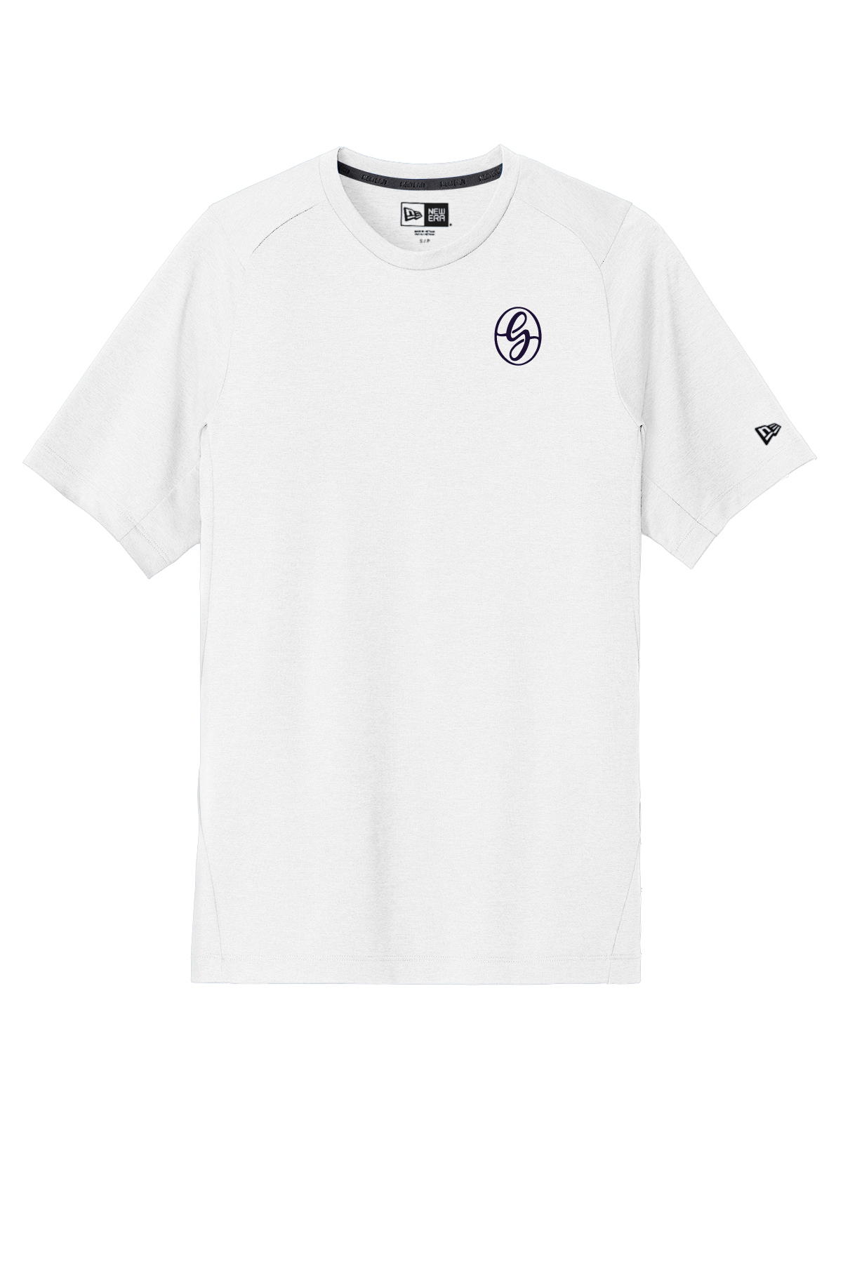 New Era Performance Crew-White t-shirt-Purple Imprint- NEA200