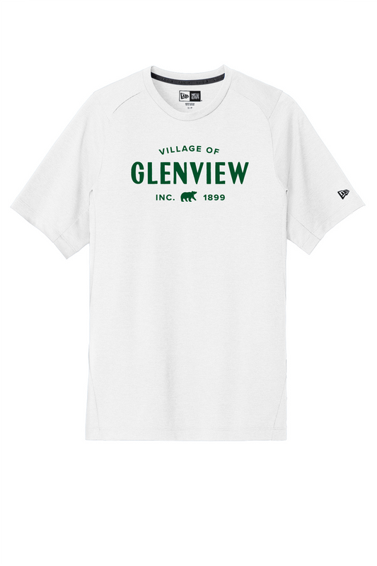 New Era Performance Crew-White t-shirt-Green Imprint- NEA200