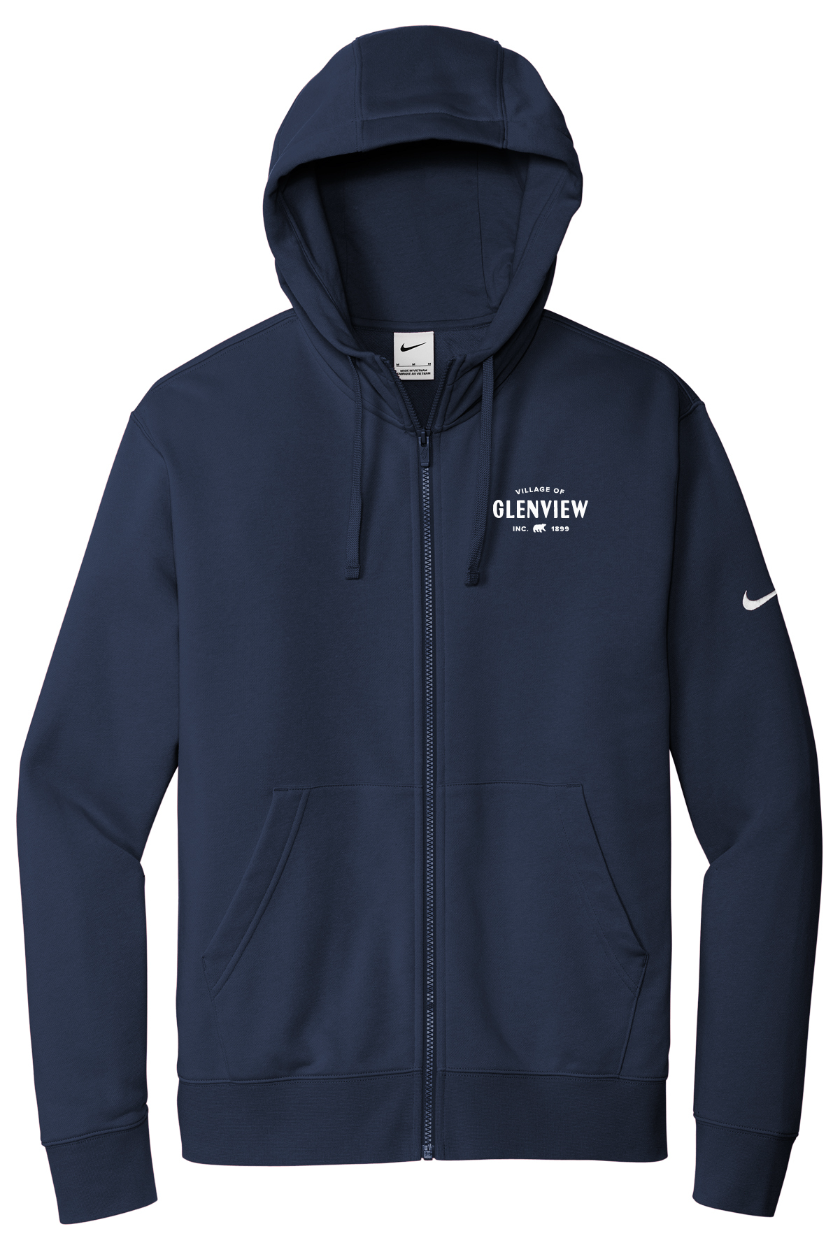 Nike Club Fleece Sleeve Swoosh Full-Zip Hoodie-Midnight Navy-NKDR1513