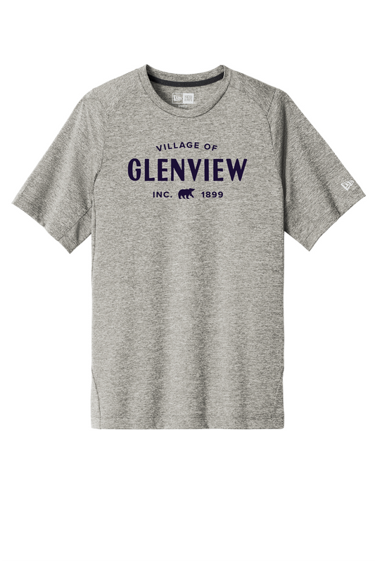 New Era Performance Crew-Rainstorm Grey Heather t-shirt-Purple Imprint- NEA200