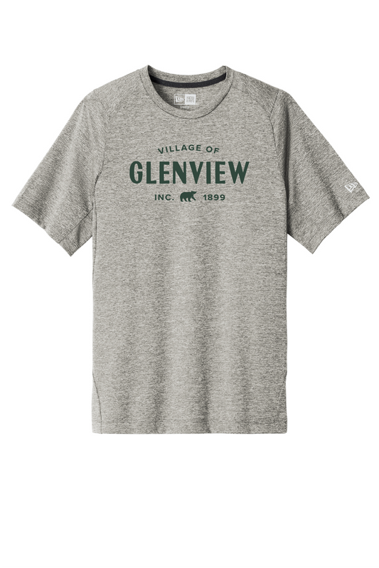 New Era Performance Crew-Rainstorm Grey Heather t-shirt-Green Imprint- NEA200