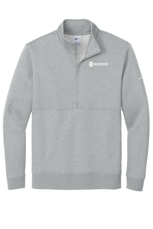 Nike Club Fleece Sleeve Swoosh 1/2-Zip-Dark Grey Heather-NKDX6718