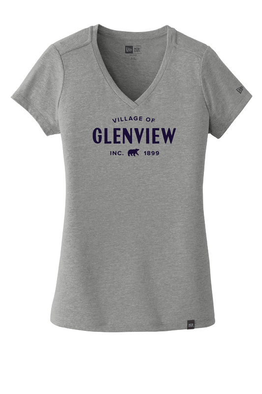 New Era Women's Heritage Blend V-Neck-Shadow Grey Heather t-shirt-Purple Imprint-LNEA101
