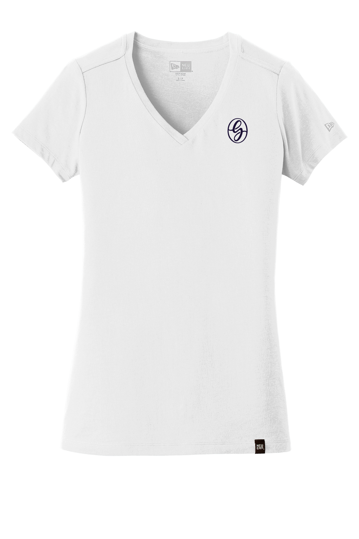 New Era Women's Heritage Blend V-Neck-White t-shirt-Purple Imprint-LNEA101