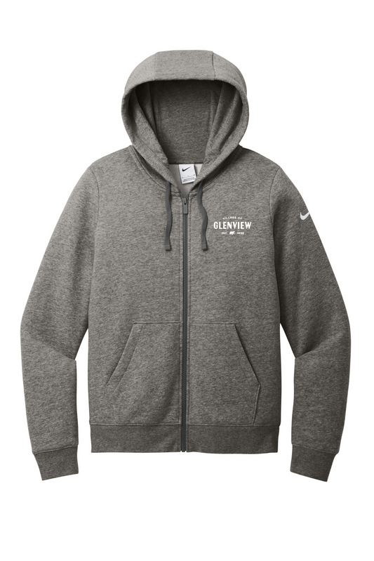 Nike Women's Club Fleece Sleeve Swoosh Full-Zip Hoodie-Charcoal Heather-NKFD9890