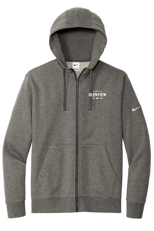 Nike Club Fleece Sleeve Swoosh Full-Zip Hoodie-Charcoal Heather-NKDR1513