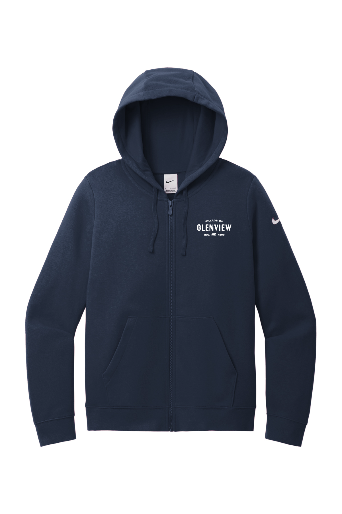 Nike Women's Club Fleece Sleeve Swoosh Full-Zip Hoodie-Midnight Navy-NKFD9890